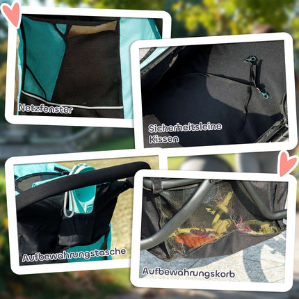 Dog stroller Jogger, foldable, for pets up to 10 kg, turquoise