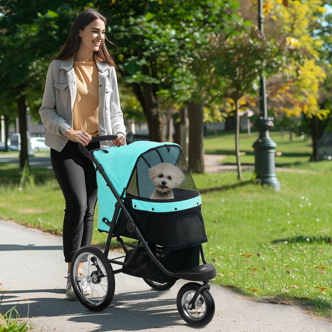 Dog stroller Jogger, foldable, for pets up to 10 kg, turquoise