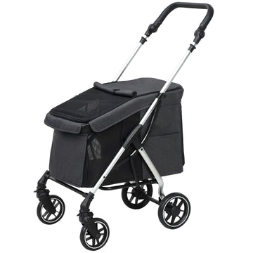 Collapsible aluminum pet cart, up to 10 kg, mesh window