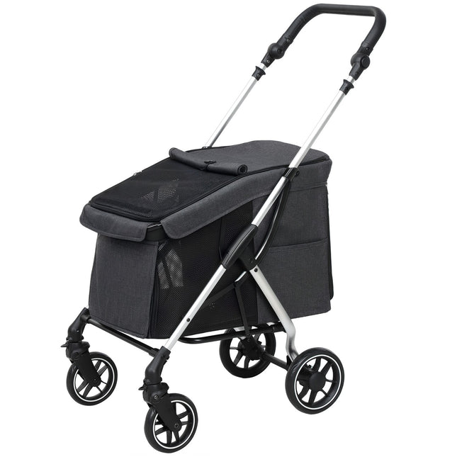 Collapsible aluminum pet cart, up to 10 kg, mesh window