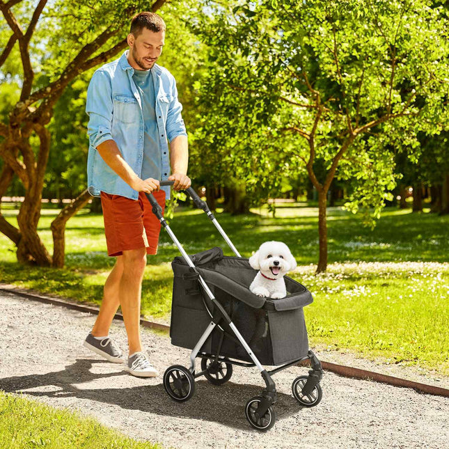 Collapsible aluminum pet cart, up to 10 kg, mesh window