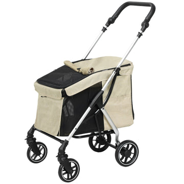 Collapsible aluminum pet cart, up to 10 kg, Khaki
