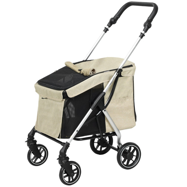 Collapsible aluminum pet cart, up to 10 kg, Khaki