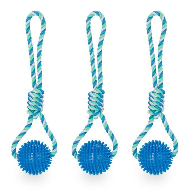 Dog toy ball with rope set of 3