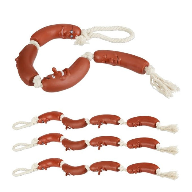 Dog toy sausage chain set of 4