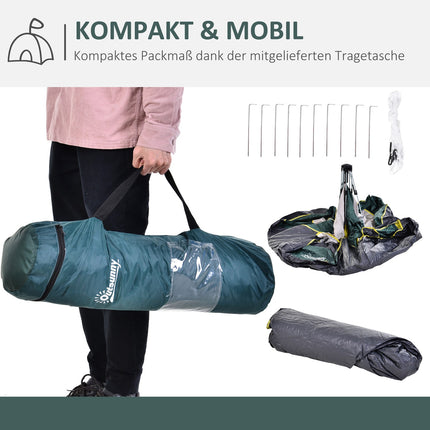 3-person dome tent, waterproof polyester, green, 205x195x135cm