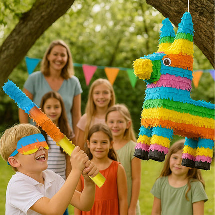 Donkey Piñata Set with Bat and Mask for Parties