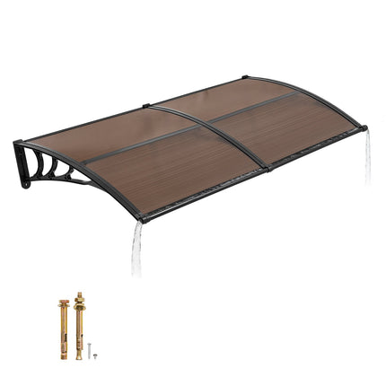 Door Awning Canopy, Polycarbonate, 38 x 78 in, Brown