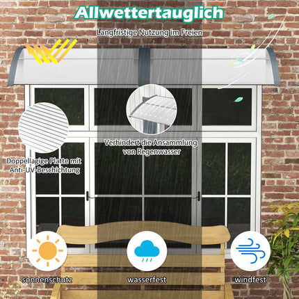 Door Canopy 122x99 cm – Grey/Silver, Weather Resistant