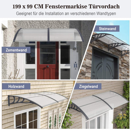 Door Canopy 199x99 cm, Aluminum, Weatherproof
