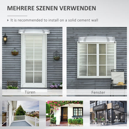 Door Canopy – Polycarbonate, Aluminum, 110x60 cm, Gray