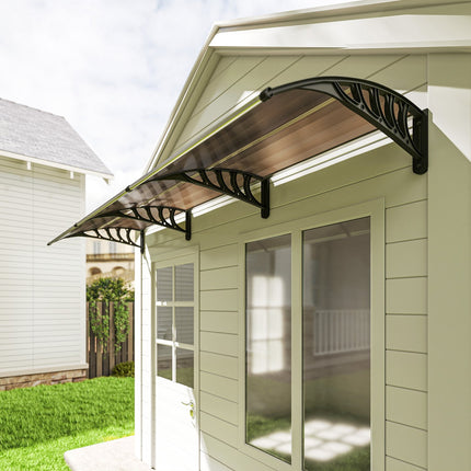 Door Canopy, Weatherproof, Brown, 303x96x27 cm, Aluminum