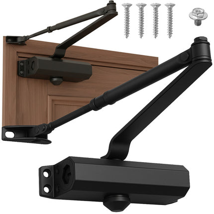 Door Closer Black, 40-65kg, Adjustable Speed