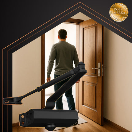 Door Closer Black, 40-65kg, Adjustable Speed