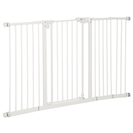 Adjustable Metal Pet Gate - White, No Drill, 3 Extensions