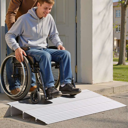 Door Threshold Ramp, 87 mm Rise, Aluminum, 363 kg Load
