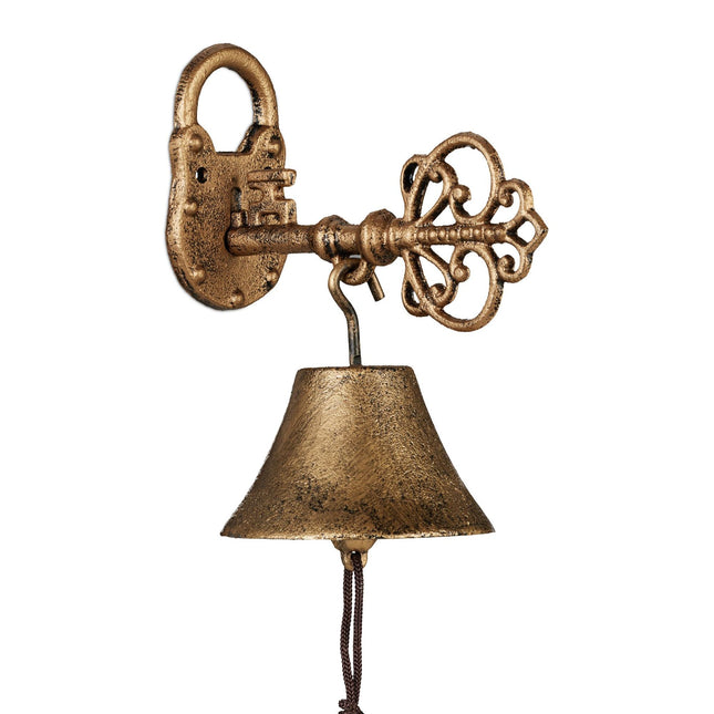 Door bell in cast iron "Key" in gold