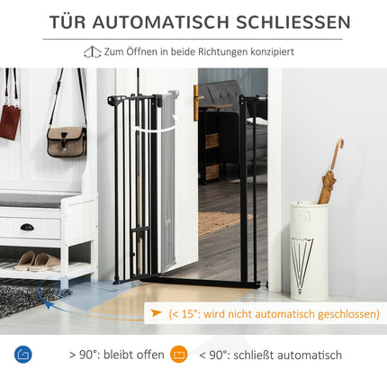 Adjustable dog gate with auto lock | 74-80x104cm, No-Drill, Black