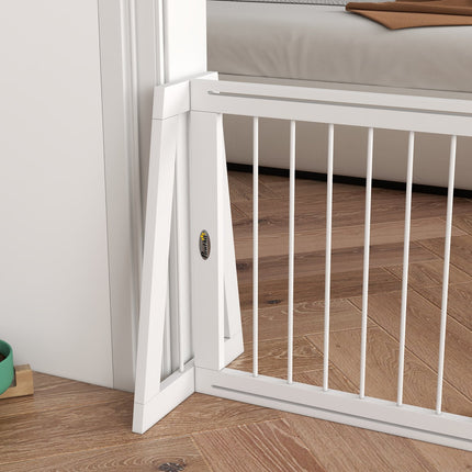 Retractable wooden dog gate, 3 panels, white, 71-190 cm
