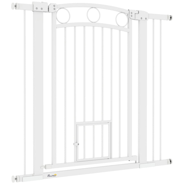 Dog protection gate with cat door, Adjustable 76-104 cm, Drill-free steel