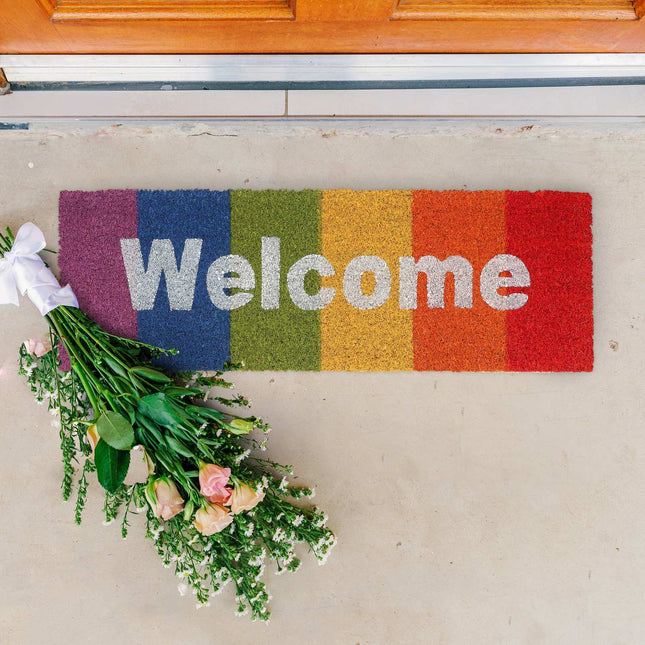 Doormat "Welcome" with rainbow and coconut