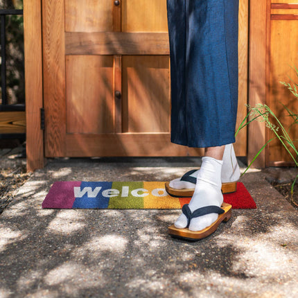 Doormat "Welcome" with rainbow and coconut