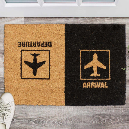 Doormat coconut fiber "Departure/Arrival"