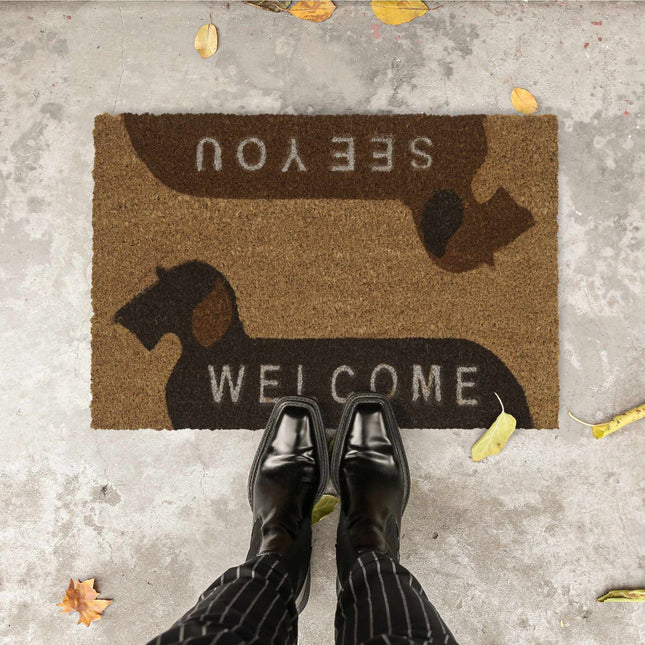 Door mat coconut fiber "Welcome/See You"