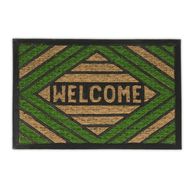 Door mat coconut fiber "Welcome" green