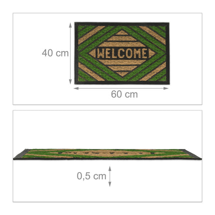 Door mat coconut fiber "Welcome" green