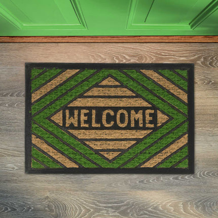 Door mat coconut fiber "Welcome" green