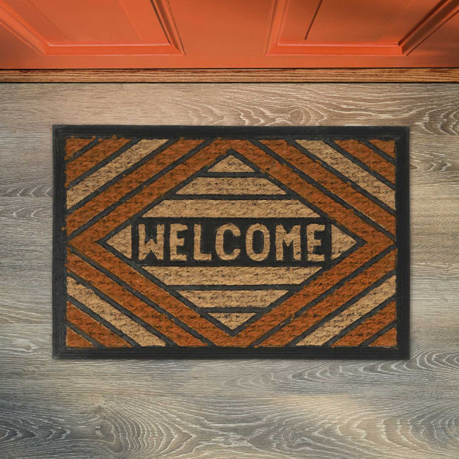 Door mat coconut fiber "Welcome" orange