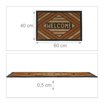 Door mat coconut fiber "Welcome" orange