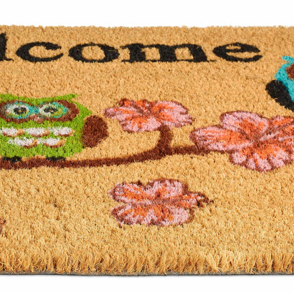 Doormat coconut fiber "Welcome" owls