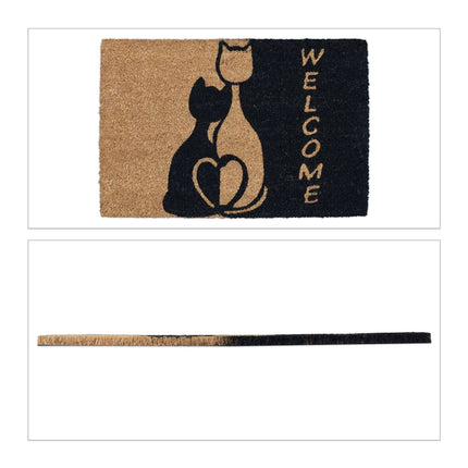 Door mat coconut fiber "Welcome" with cat