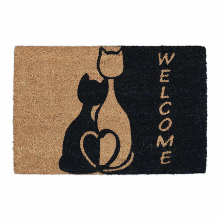 Door mat coconut fiber "Welcome" with cat
