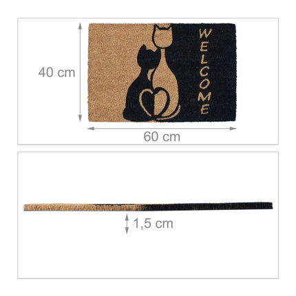 Door mat coconut fiber "Welcome" with cat