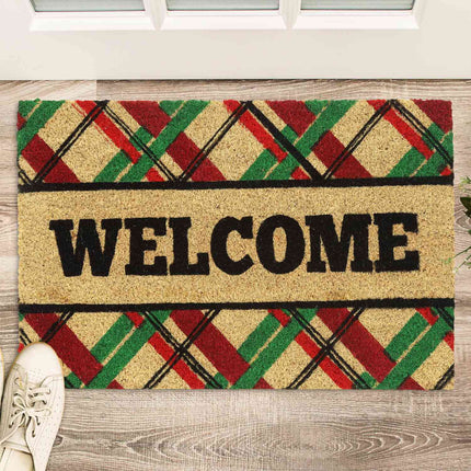 Door mat coconut fiber "Welcome" with squares