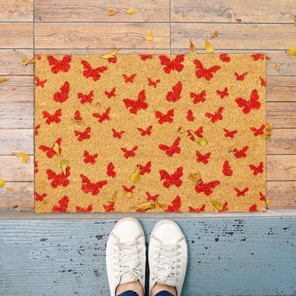 Doormat coconut fiber butterflies