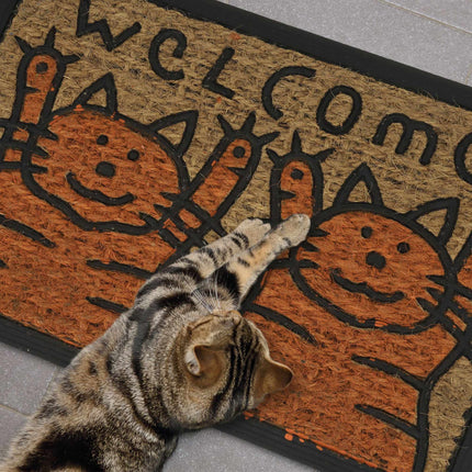 Door mat coconut fiber cats