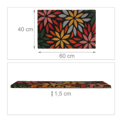 Door mat coconut fiber flowers