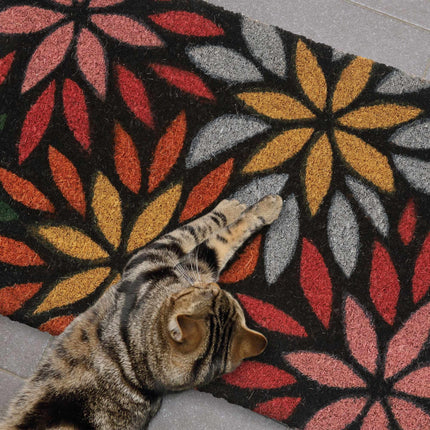 Door mat coconut fiber flowers