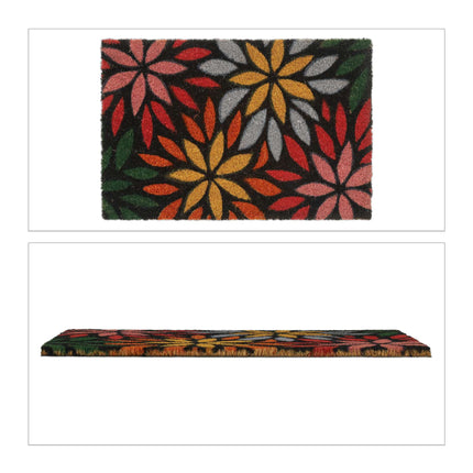 Door mat coconut fiber flowers