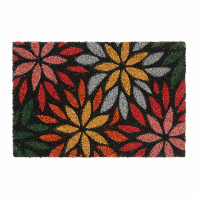 Door mat coconut fiber flowers
