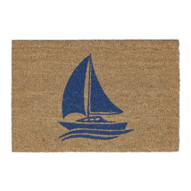 Door mat coconut fiber sailboat nature