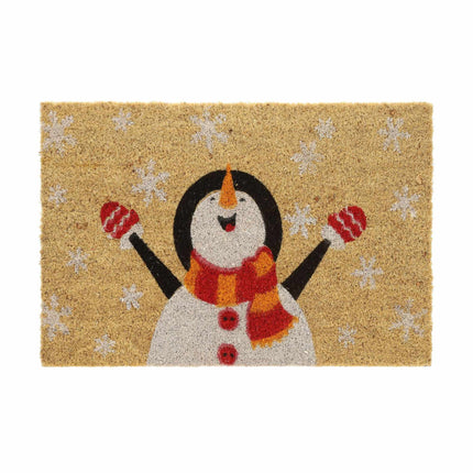 Doormat coconut fiber snowman