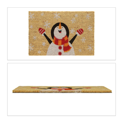 Doormat coconut fiber snowman