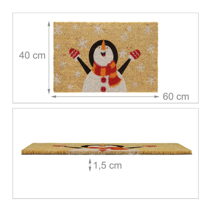 Doormat coconut fiber snowman