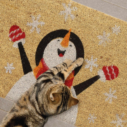 Doormat coconut fiber snowman