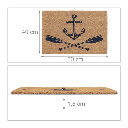 Doormat coconut fiber with anchor & oars